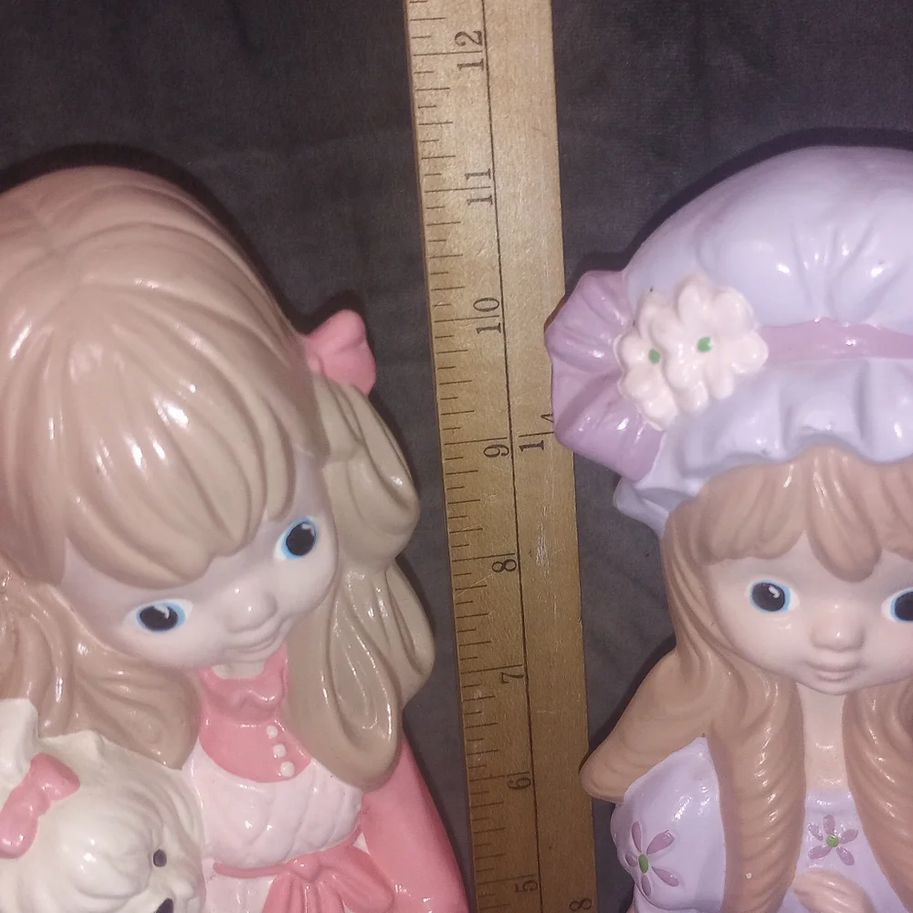 Vintage Ceramic 1980 Painted Girls 12 in Handmade - Picture 15 of 15